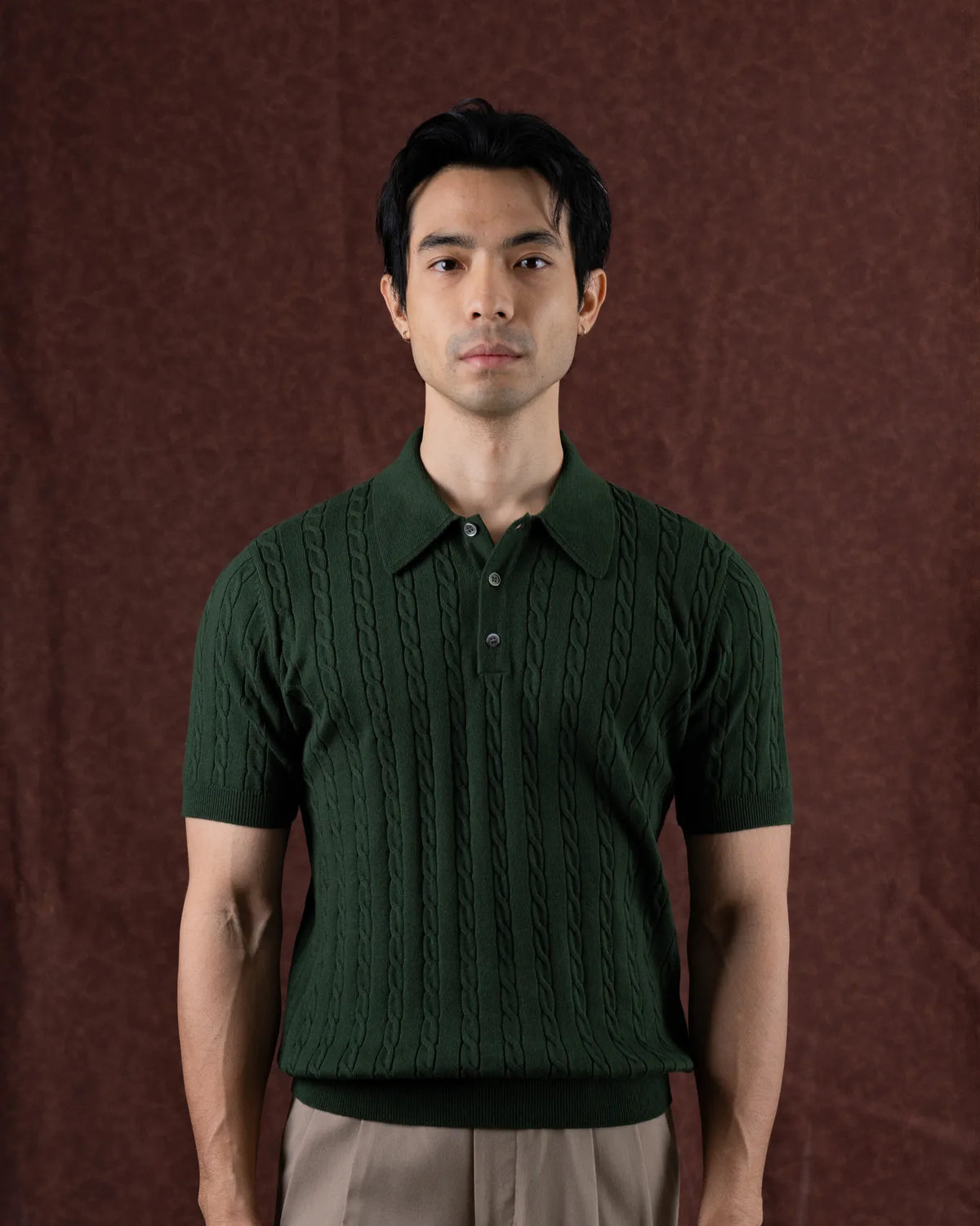MadetoMature Cable Knitted Polo Green