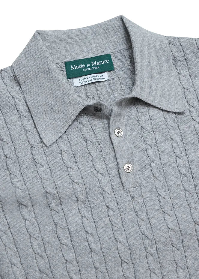 MadetoMature Cable Knitted Polo Grey