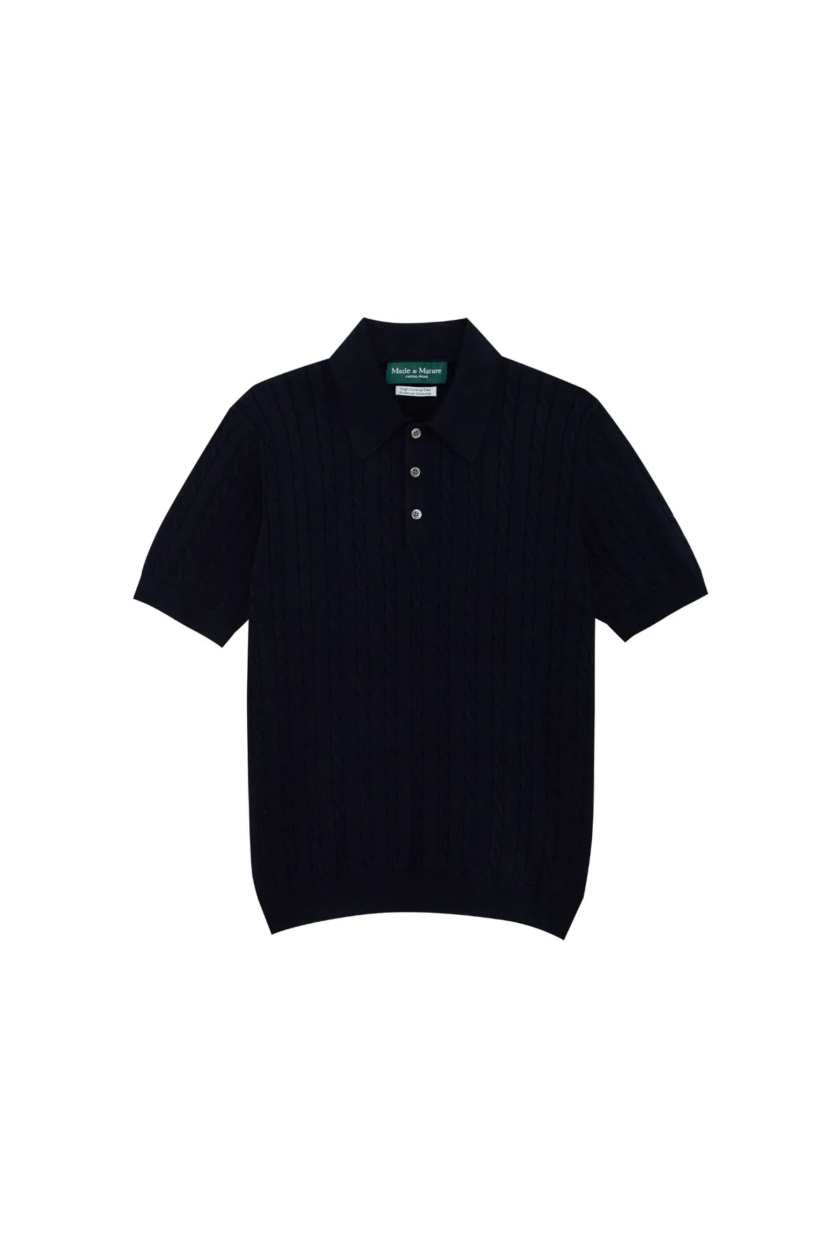 MadetoMature Cable Knitted Polo Navy