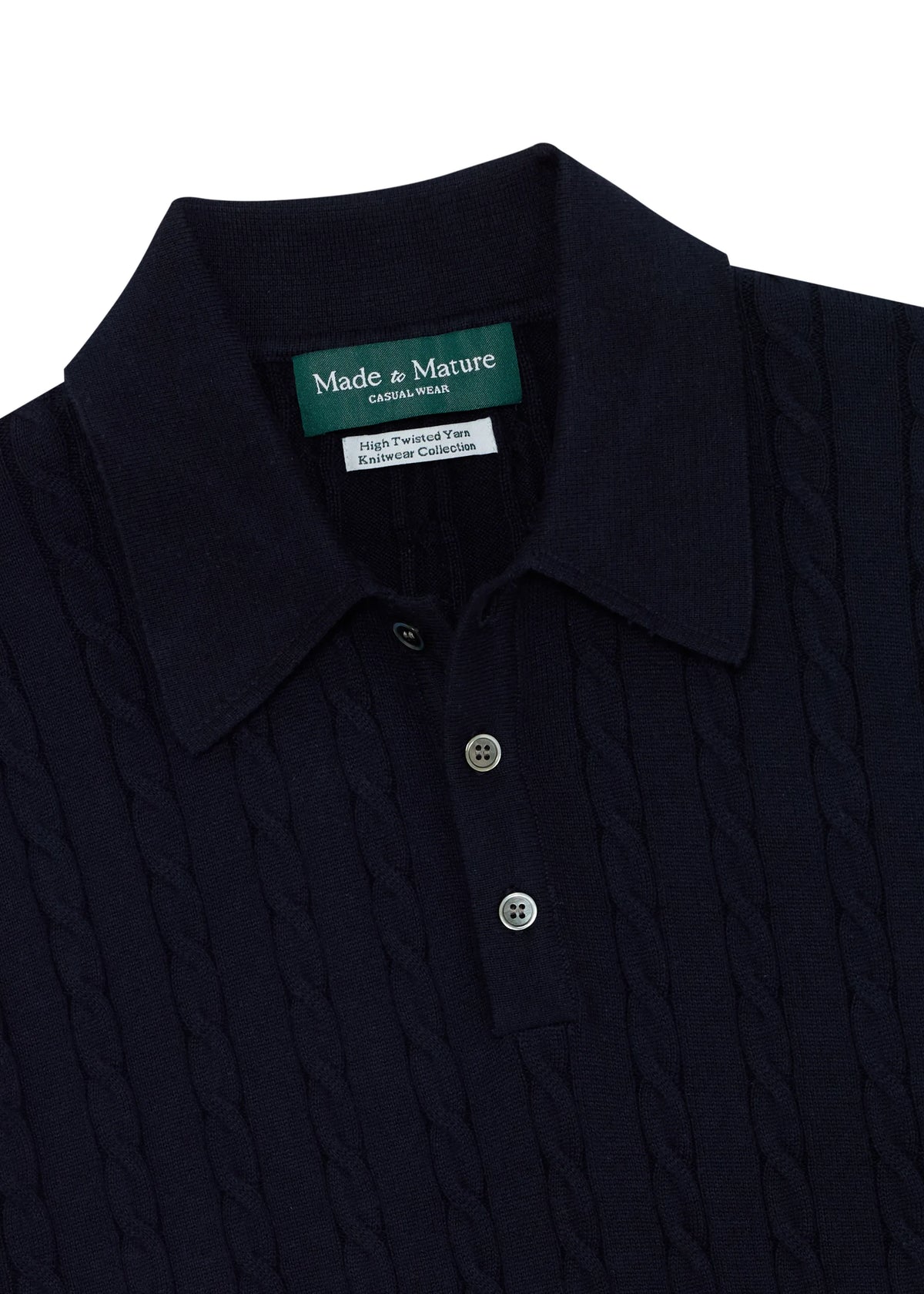 MadetoMature Cable Knitted Polo Navy