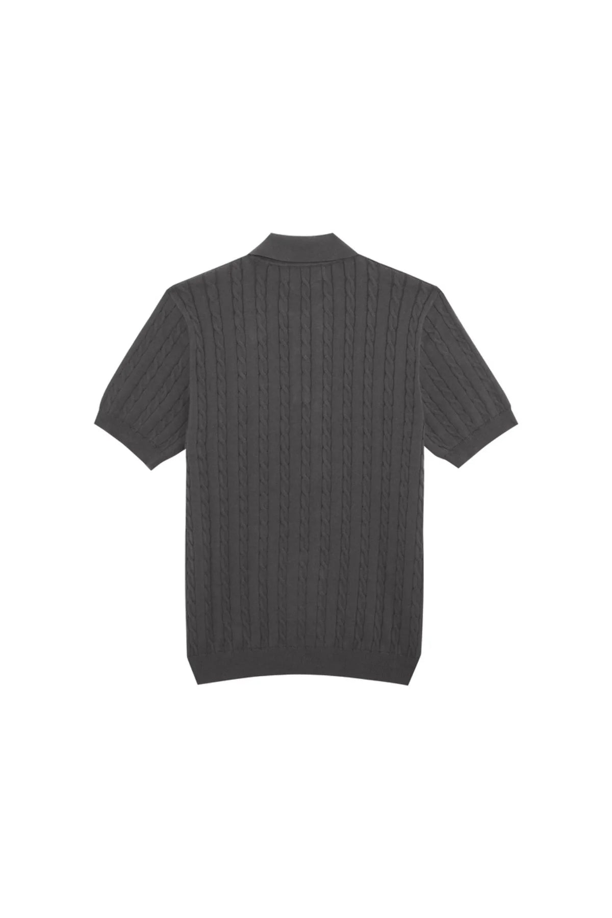 MadetoMature Cable Knitted Polo Smoke Grey
