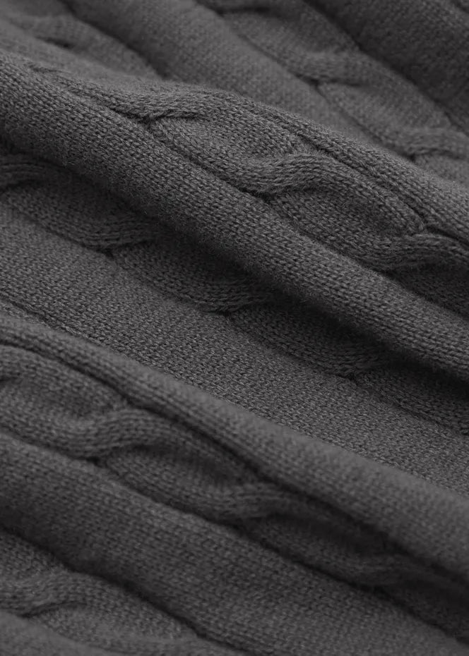MadetoMature Cable Knitted Polo Smoke Grey