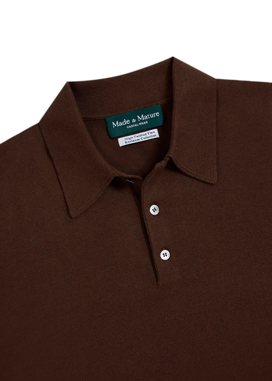 MadetoMature Knitted Long Sleeve Polo Brown