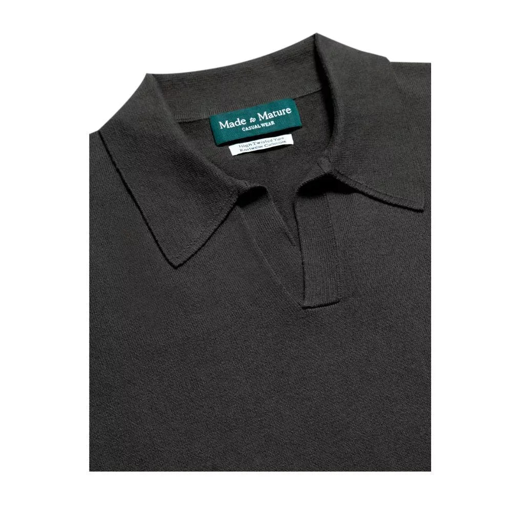 MadetoMature Knitted Short Sleeve Skipper Polo Smoke Grey