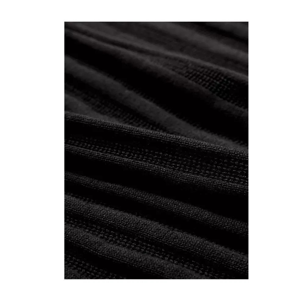 MadetoMature Stripe Textured Knitted Skipper Polo Black