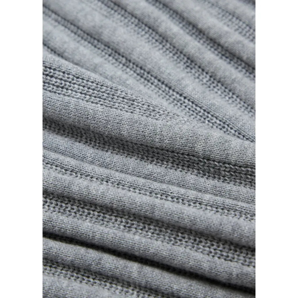 MadetoMature Stripe Textured Knitted Skipper Polo Grey