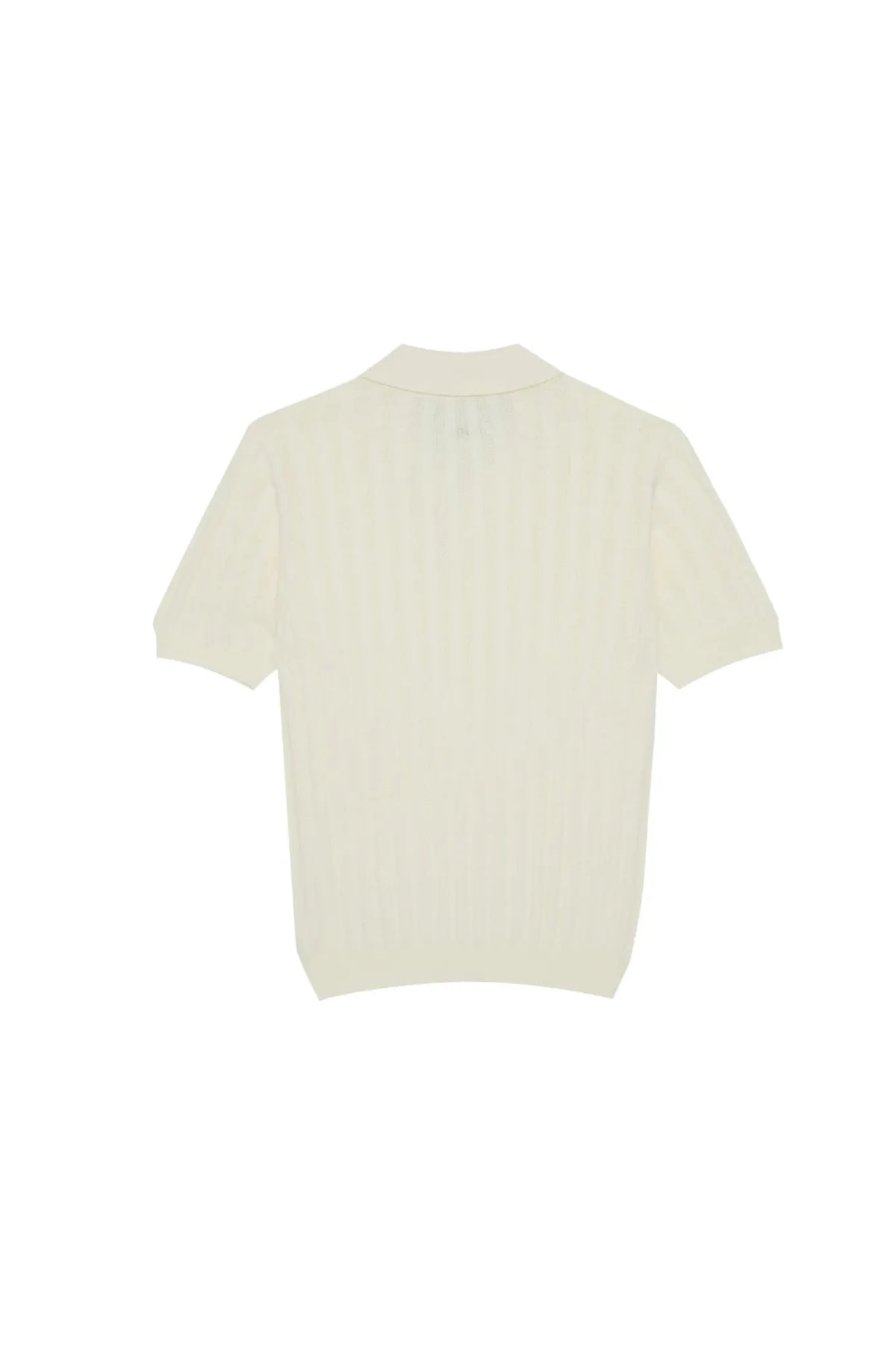 MadetoMature Stripe Textured Knitted Skipper Polo Ivory