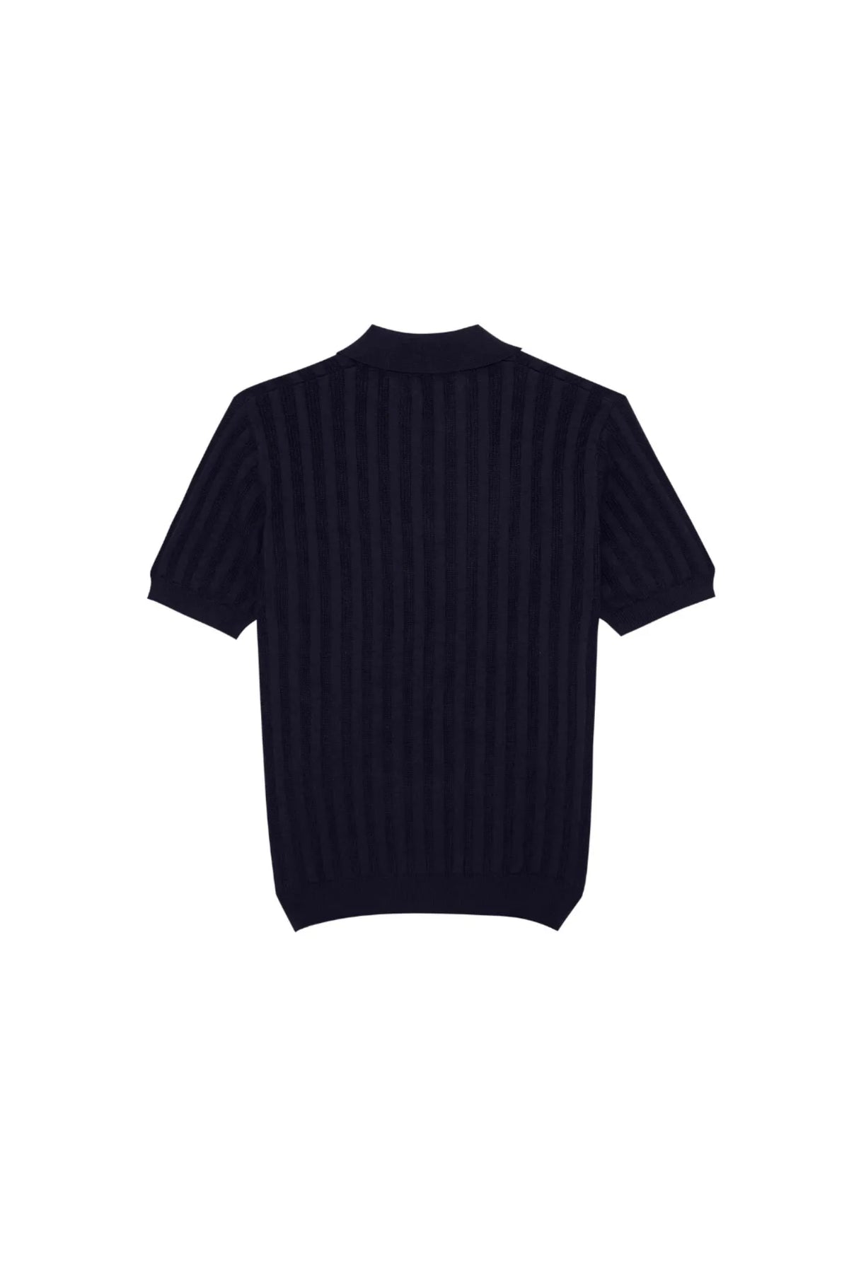 MadetoMature Stripe Textured Knitted Skipper Polo Navy