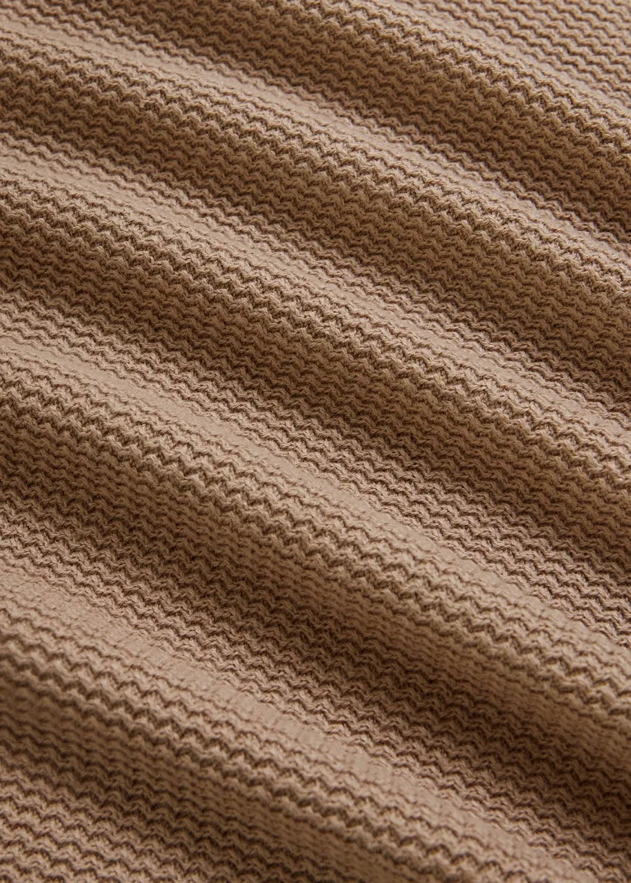 MadetoMature Wave Textured Knitted Polo Beige