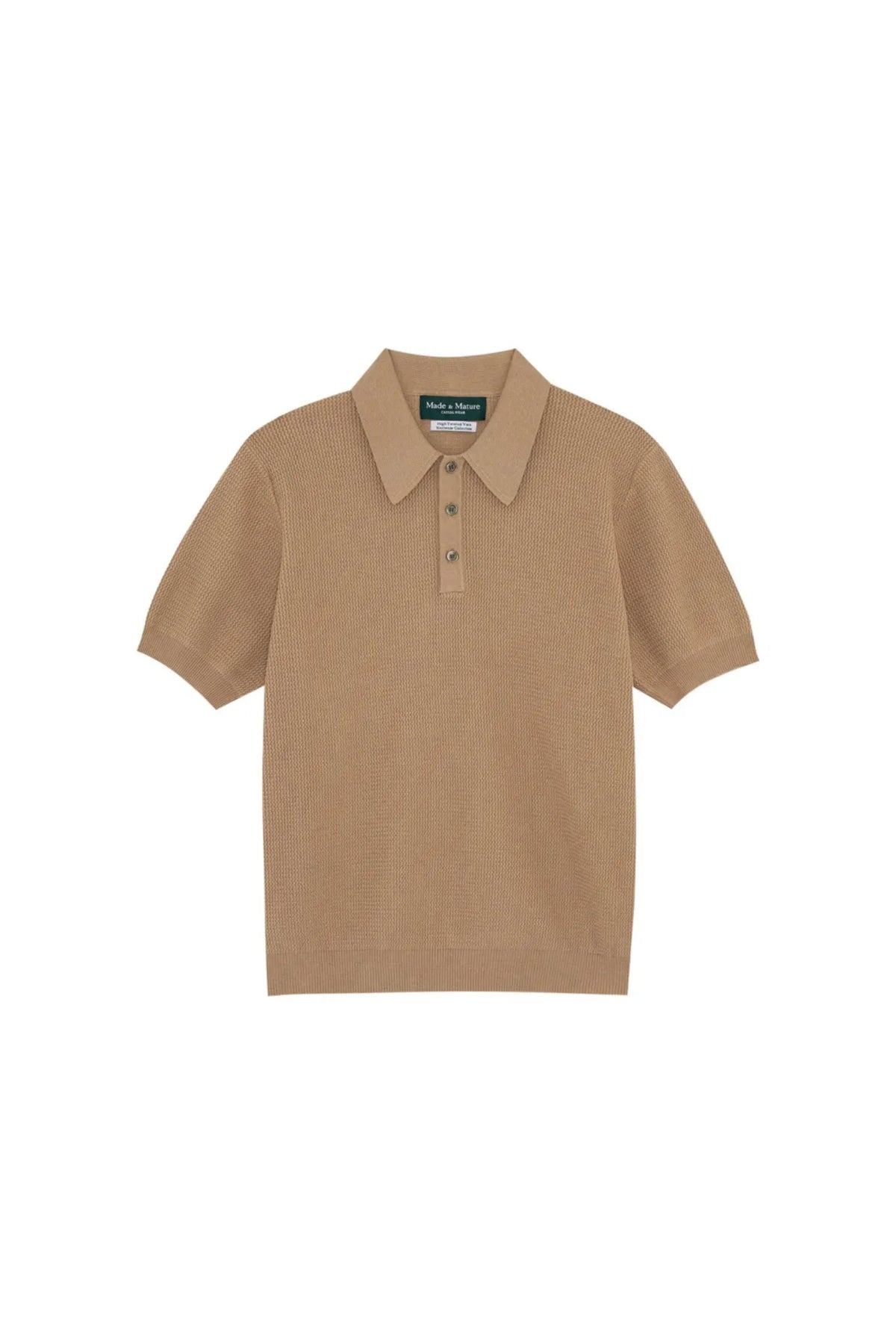 MadetoMature Wave Textured Knitted Polo Beige