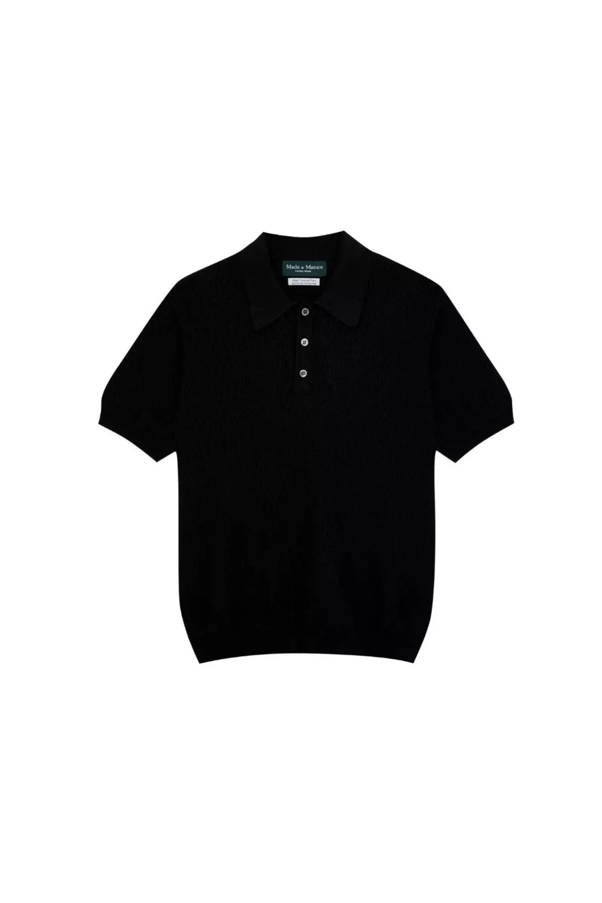 MadetoMature Wave Textured Knitted Polo Black
