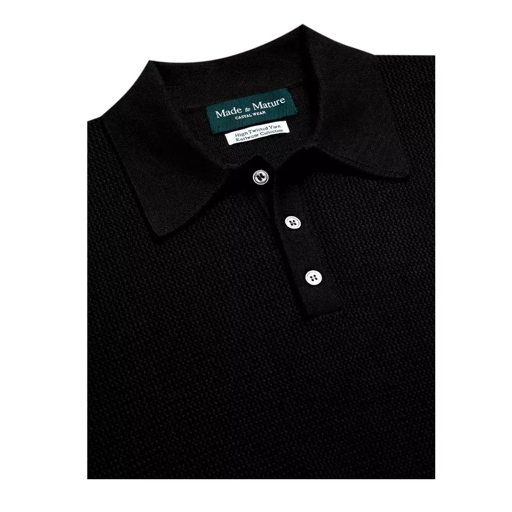 MadetoMature Wave Textured Knitted Polo Black
