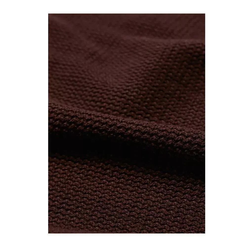 MadetoMature Wave Textured Knitted Polo Brown