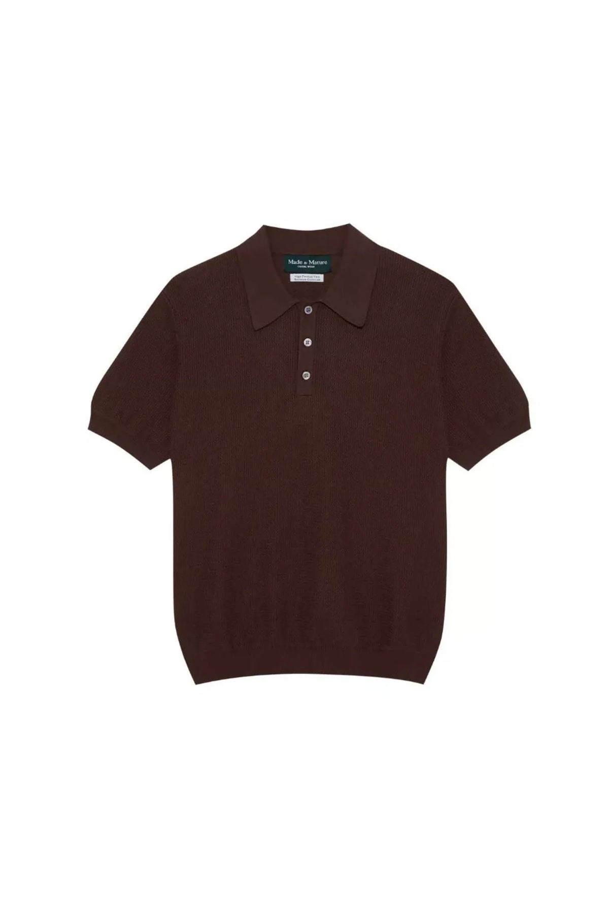 MadetoMature Wave Textured Knitted Polo Brown