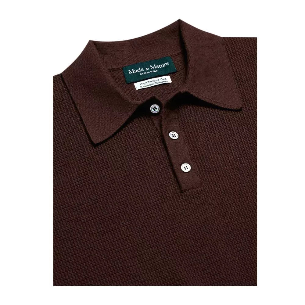 MadetoMature Wave Textured Knitted Polo Brown