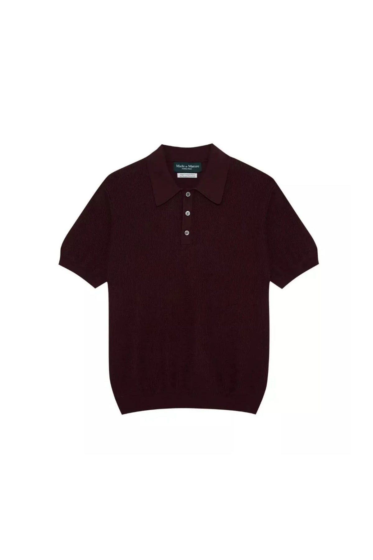 MadetoMature Wave Textured Knitted Polo Burgundy