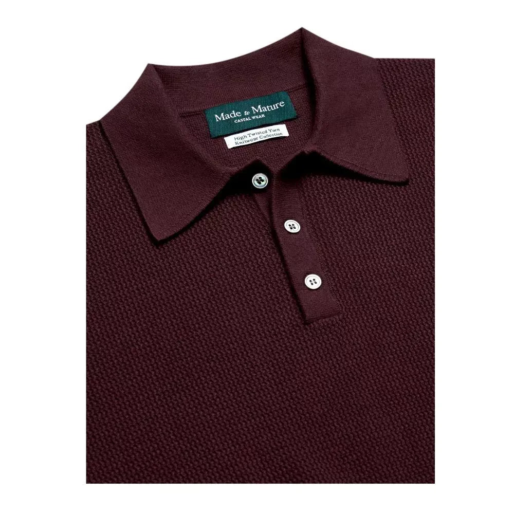 MadetoMature Wave Textured Knitted Polo Burgundy