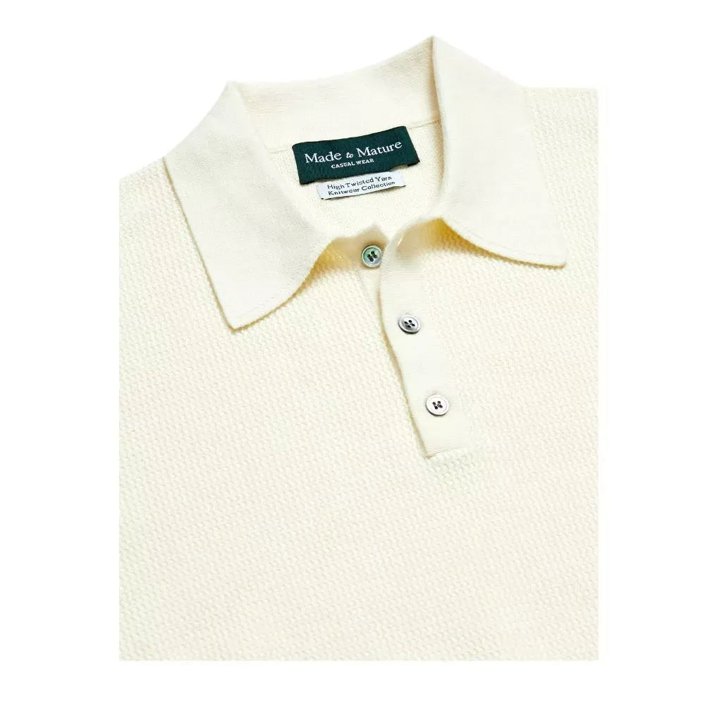 MadetoMature Wave Textured Knitted Polo Ivory