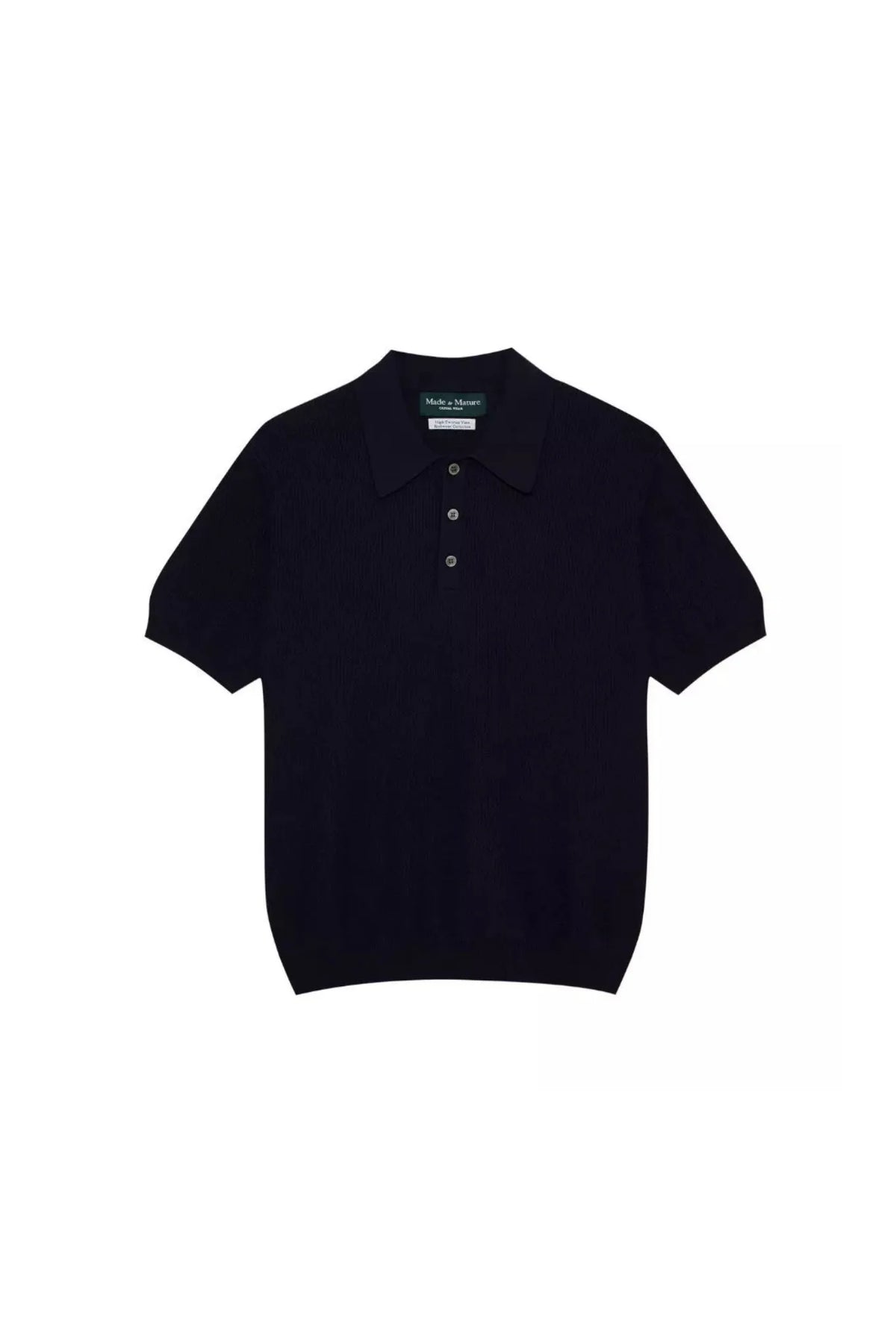 MadetoMature Wave Textured Knitted Polo Navy