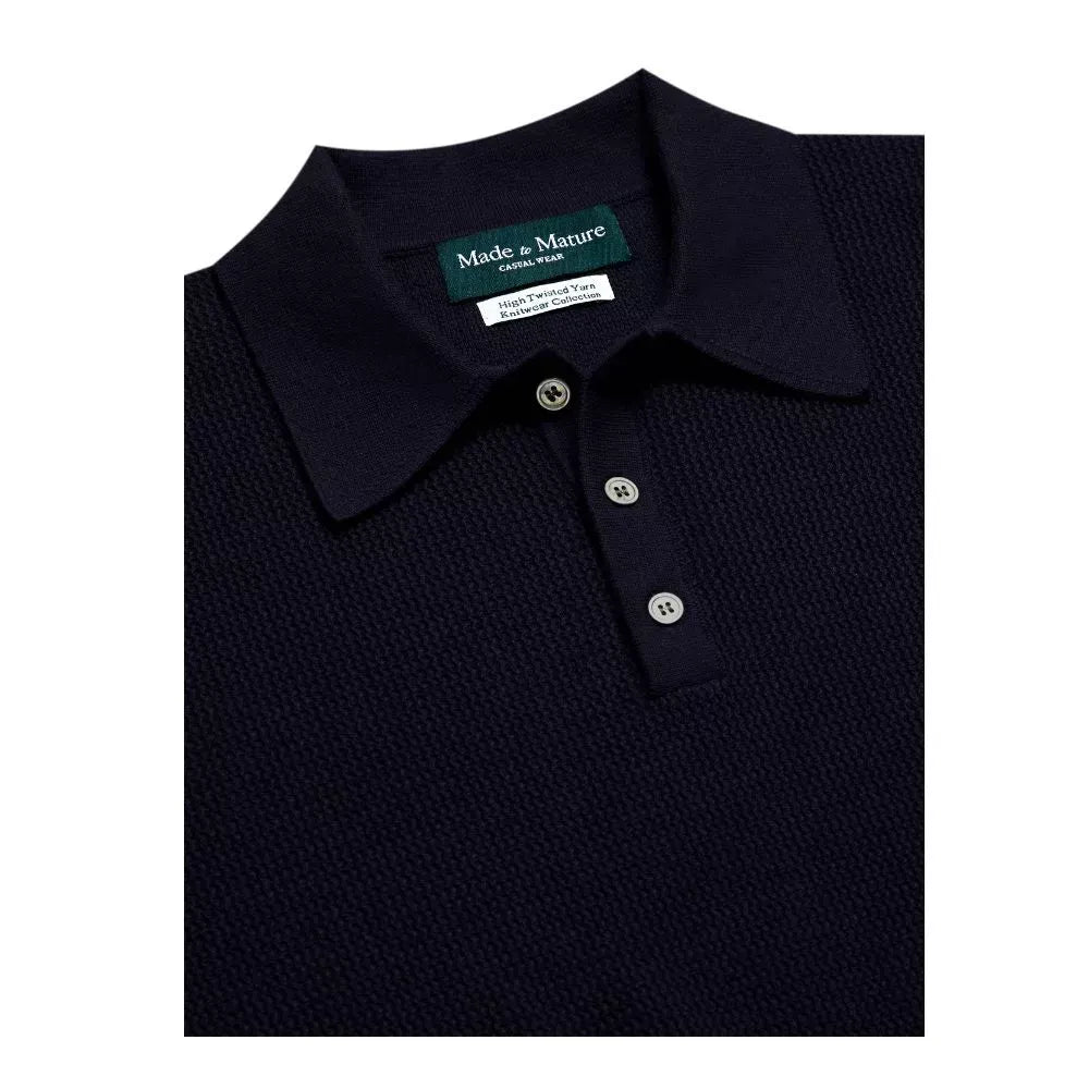 MadetoMature Wave Textured Knitted Polo Navy