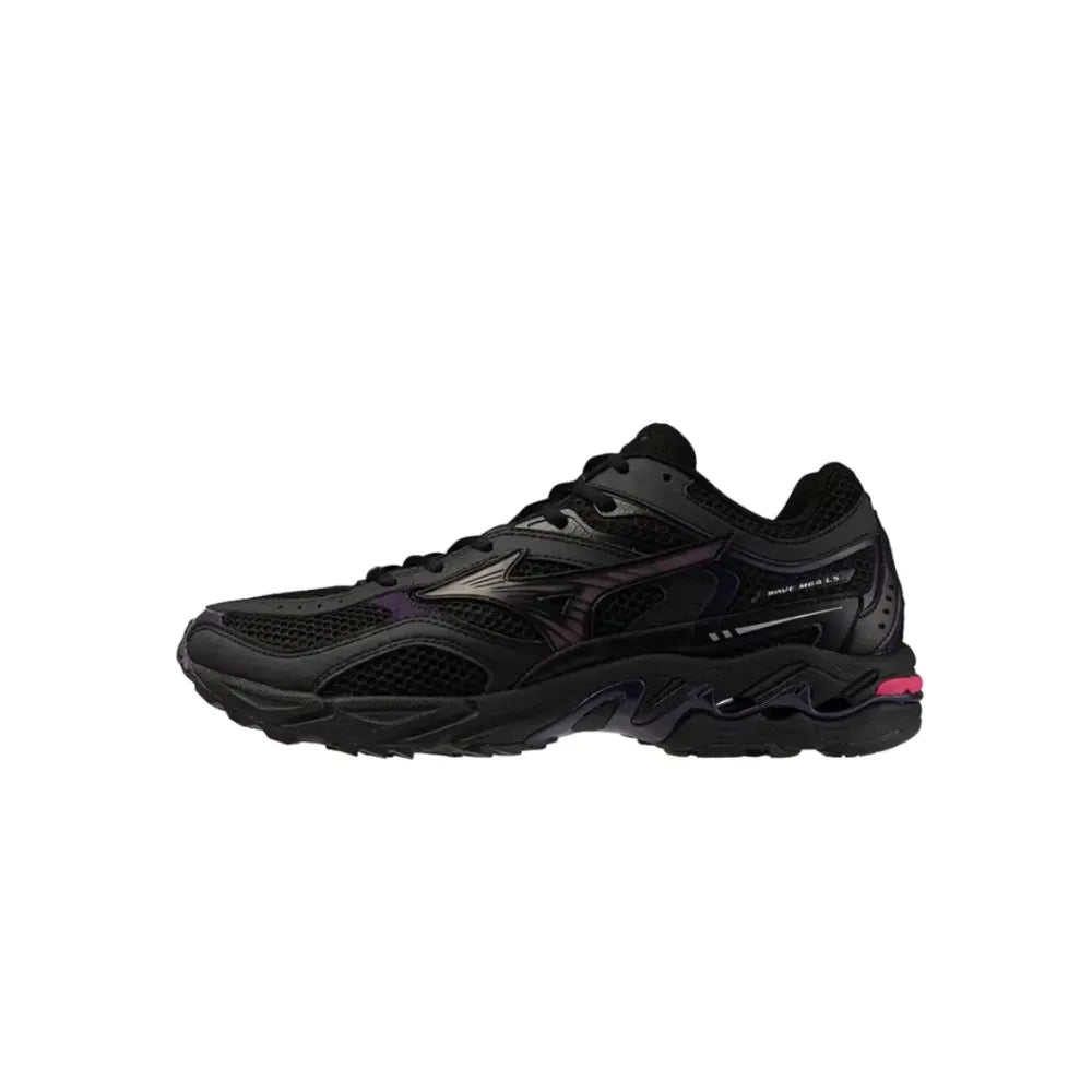 Side view of Mizuno Wave MG4 LS in Black Purple