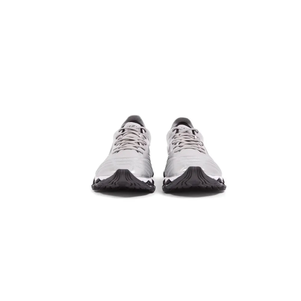 Front pair view of Mizuno Wave Prophecy Morelia Neo in Silver Black