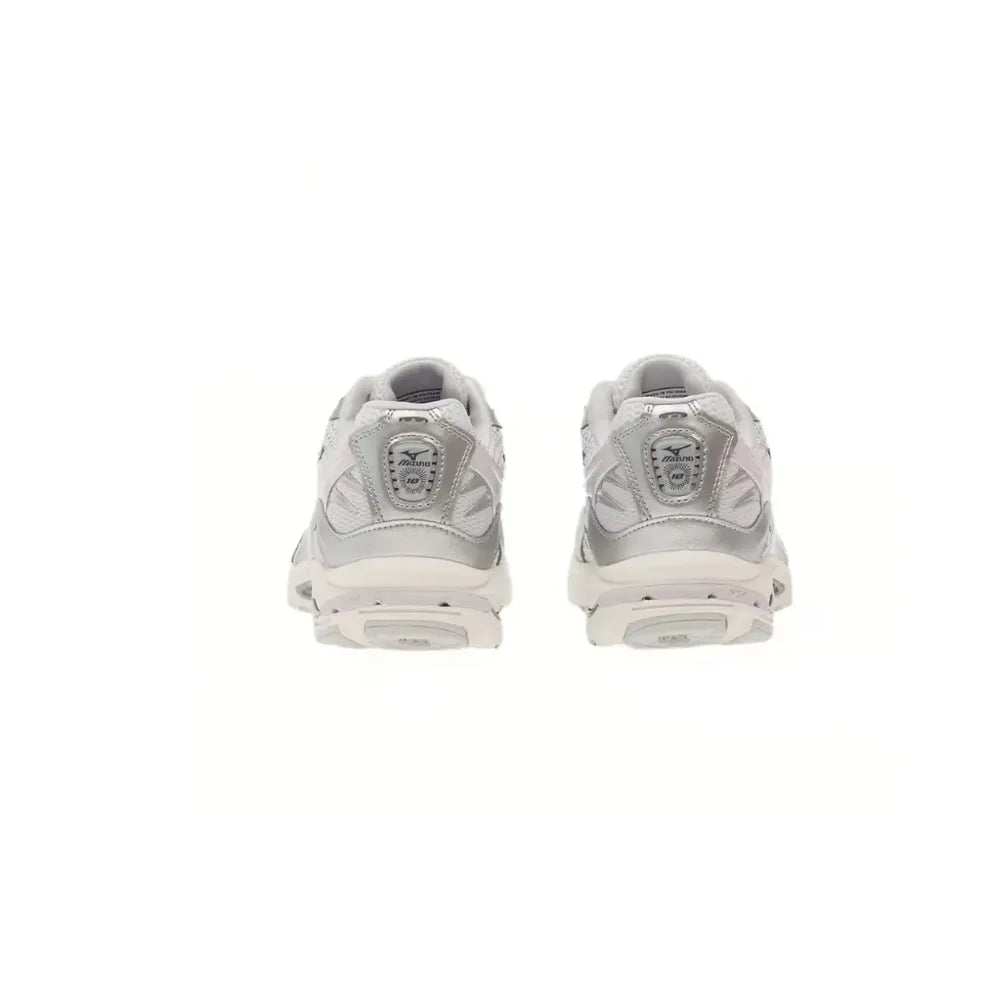 Top view of Mizuno Wave Rider 10 in White Black Lilac