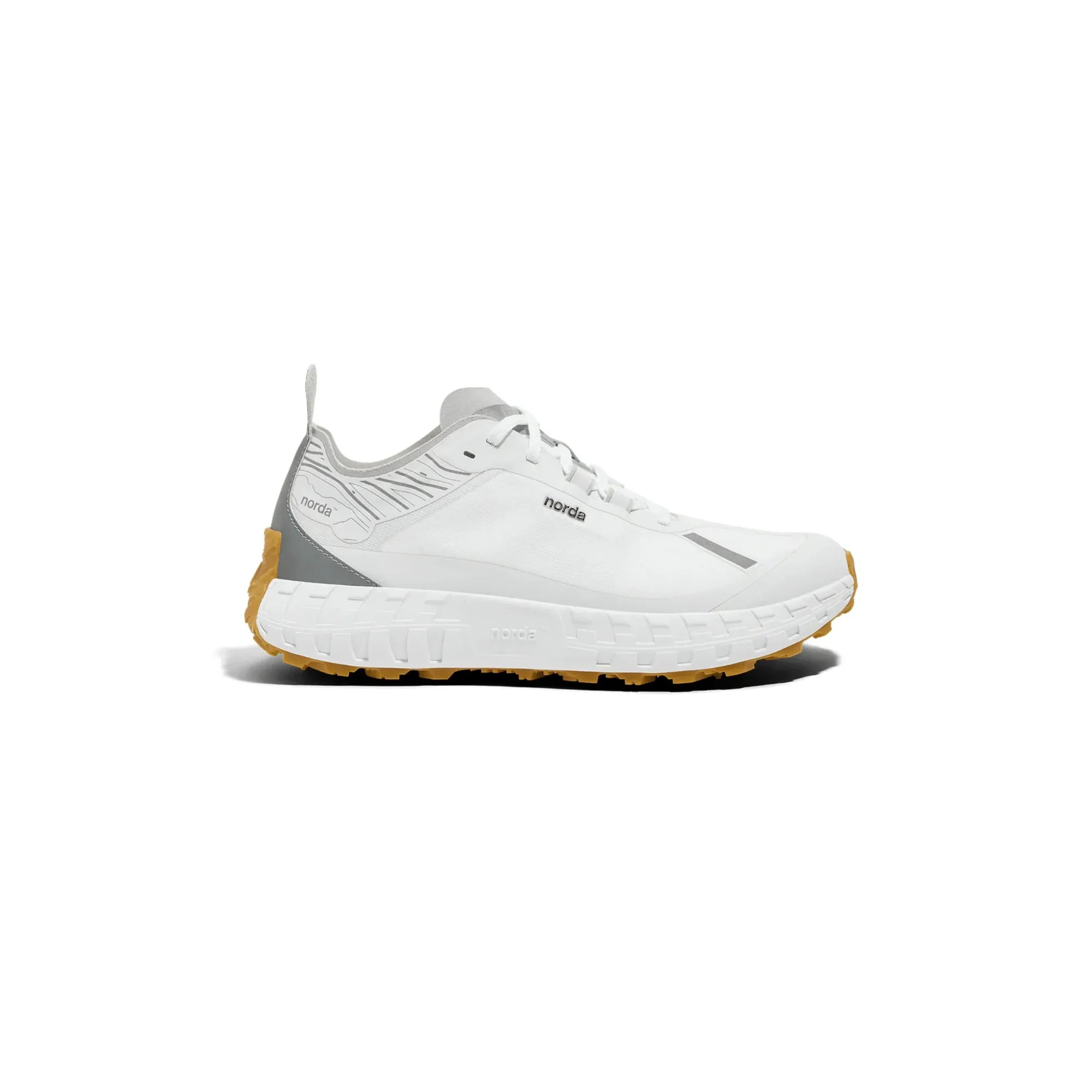 Norda 001A White Gum side view trail running shoes lightweight durable sneaker