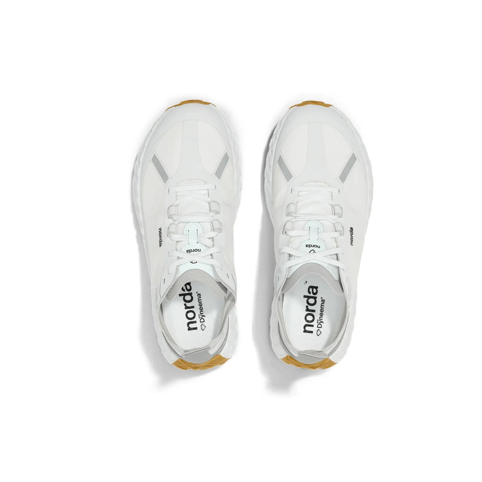 Norda 001A White Gum running shoes top view pair lightweight performance sneakers