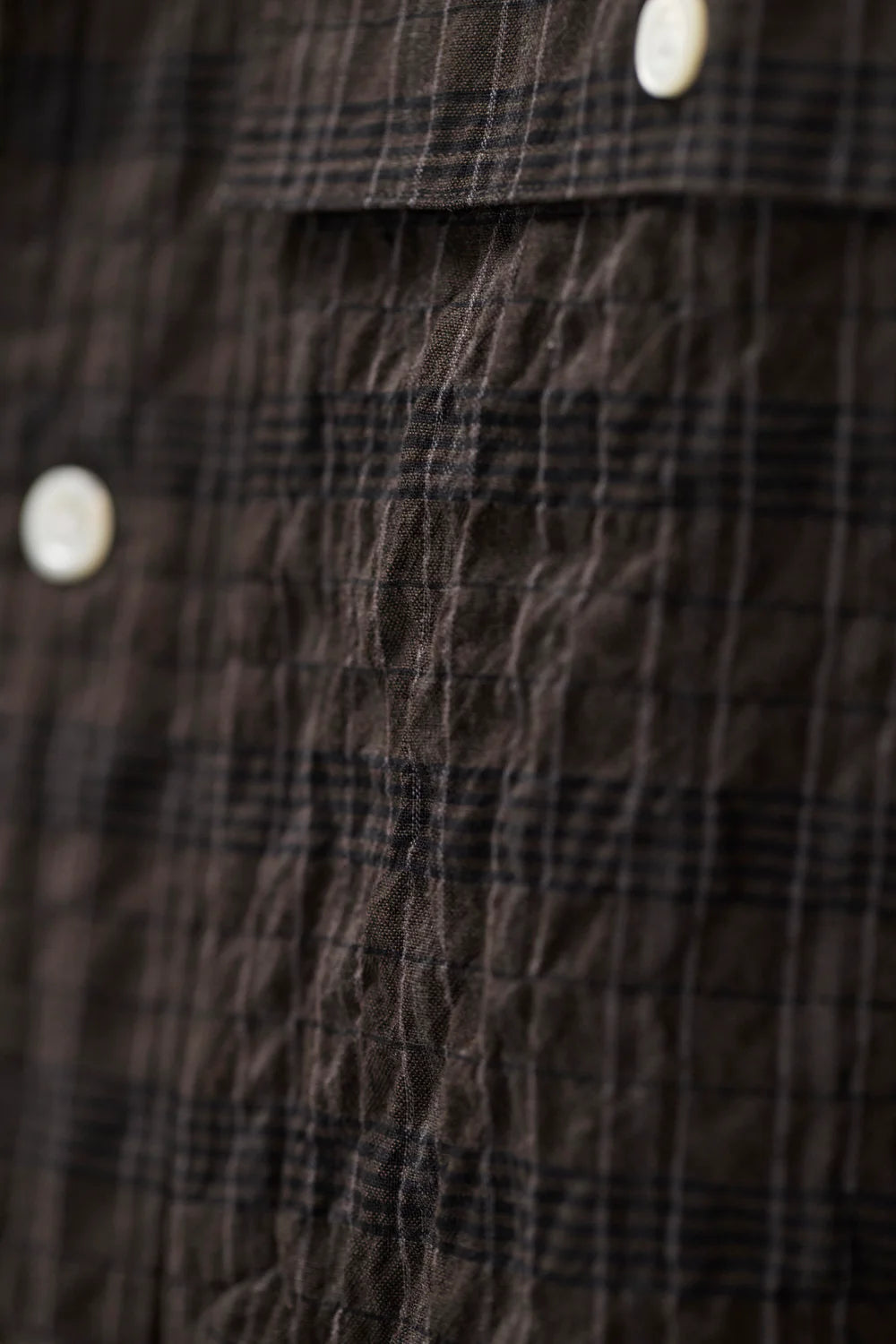Detail of textured check fabric Norse Projects Mols shirt delicioso brown
