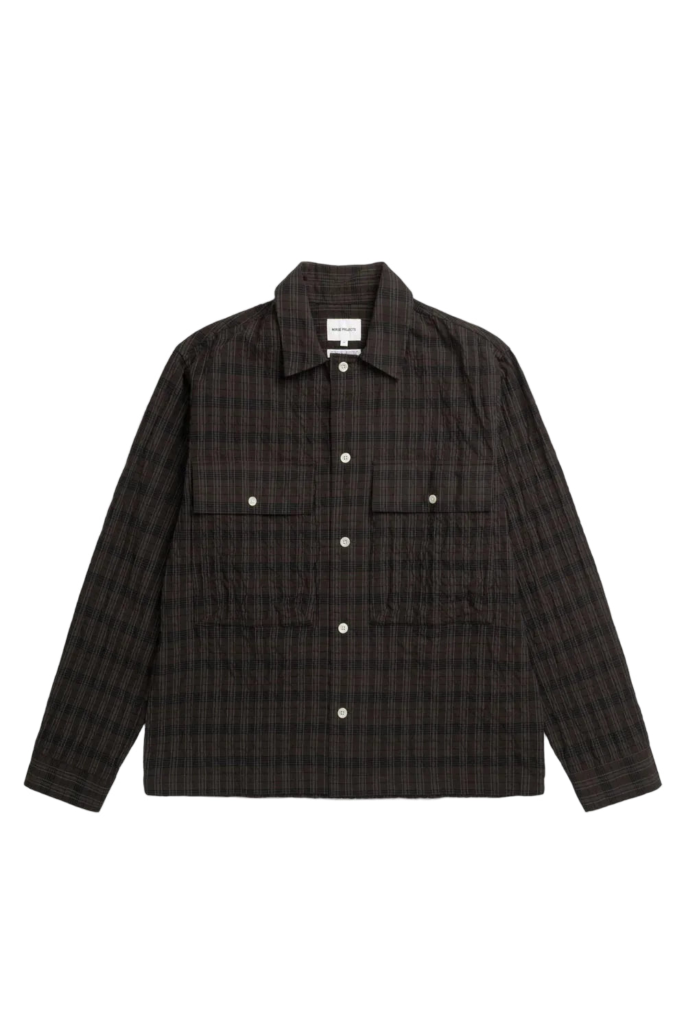Norse Projects Mols hunting check shirt delicioso brown front view relaxed fit