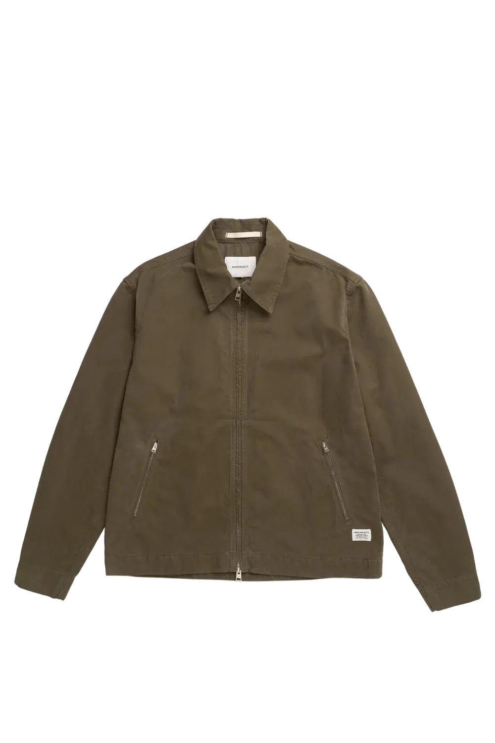 Norse Projects Raabjerg canvas jacket olive night front view relaxed fit