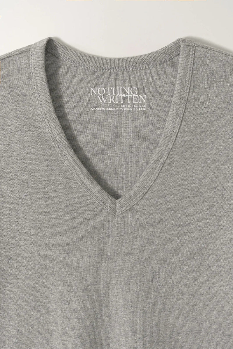 Nothing Written 90s V-Neck T-Shirt Gray neckline detail