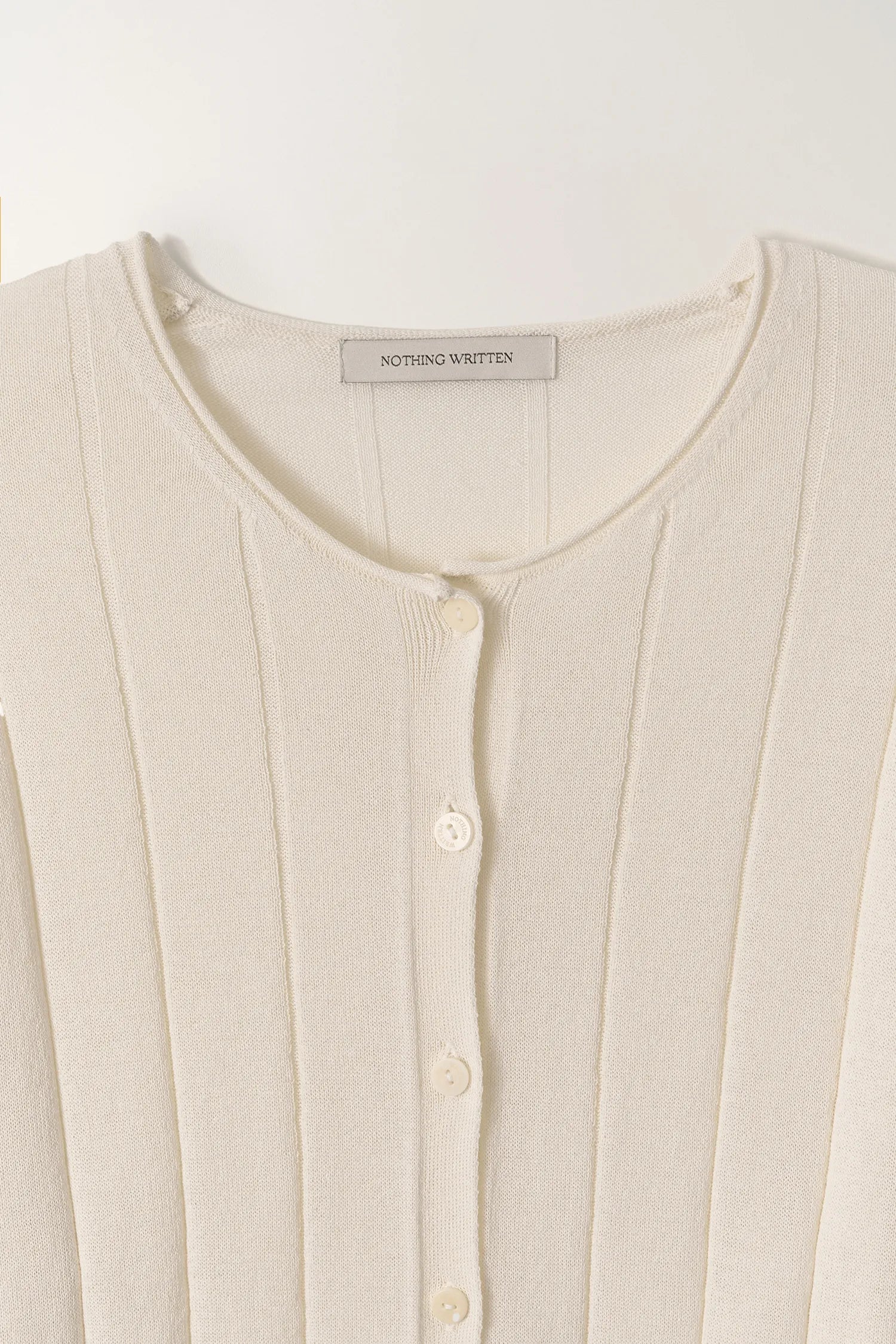Nothing Written Nave Paper Knit Cardigan Ivory button detail