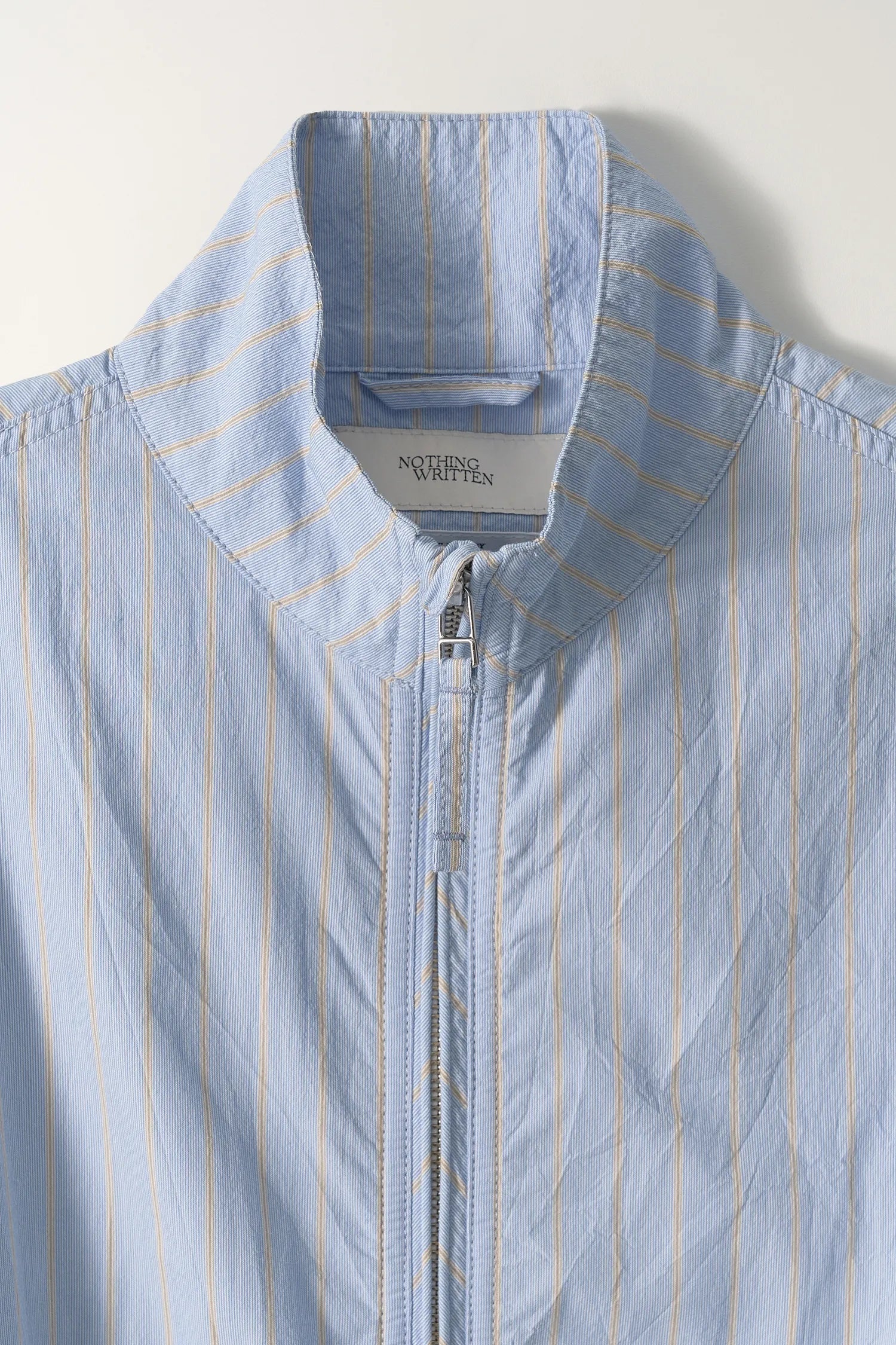 Nothing Written Panny Harrington Jacket Blue Stripe collar zip detail