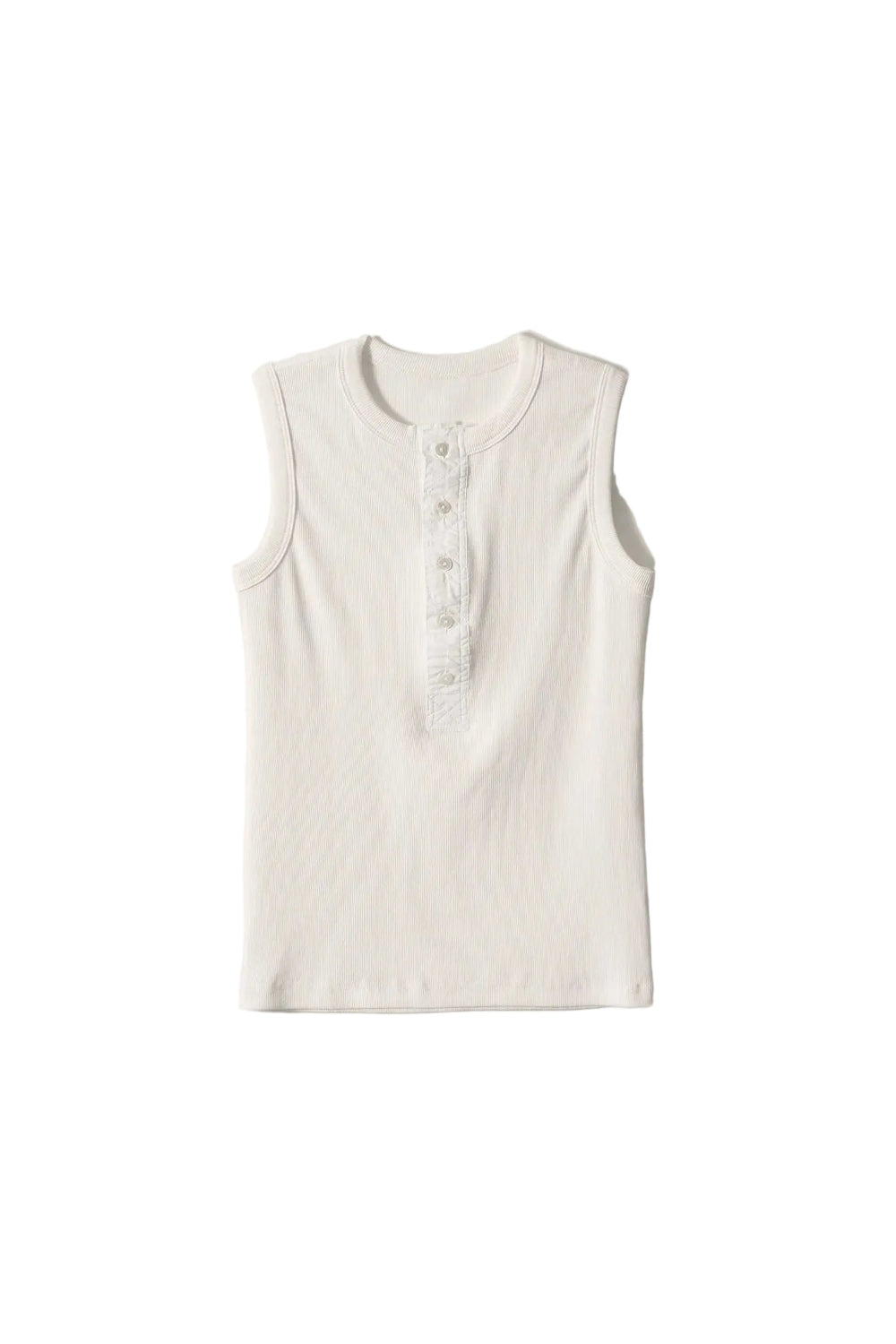 Nothing Written Tina Henley Neck Sleeveless Washed White front view