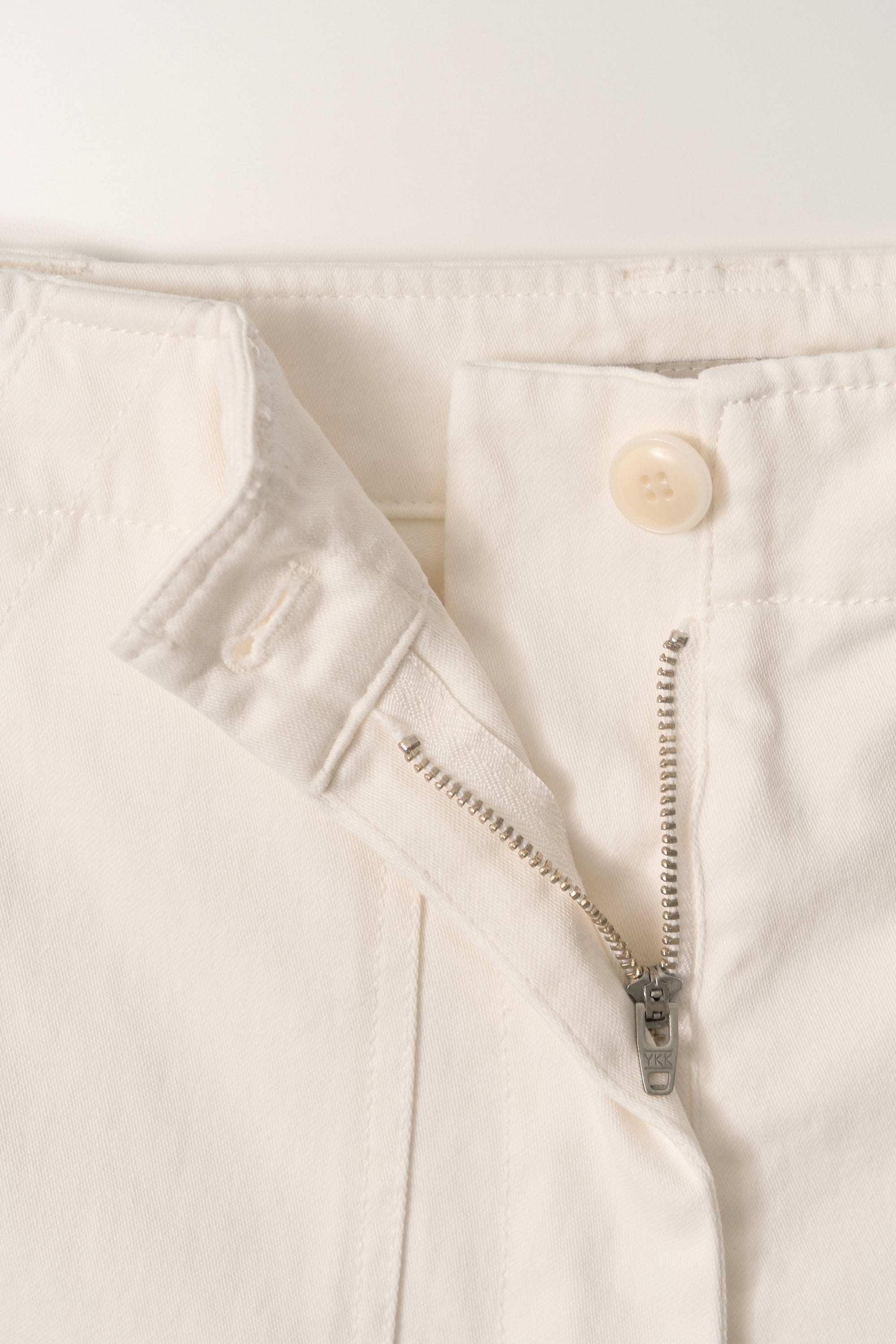 Nothing Written Washed Cotton Shorts Ivory back pocket detail