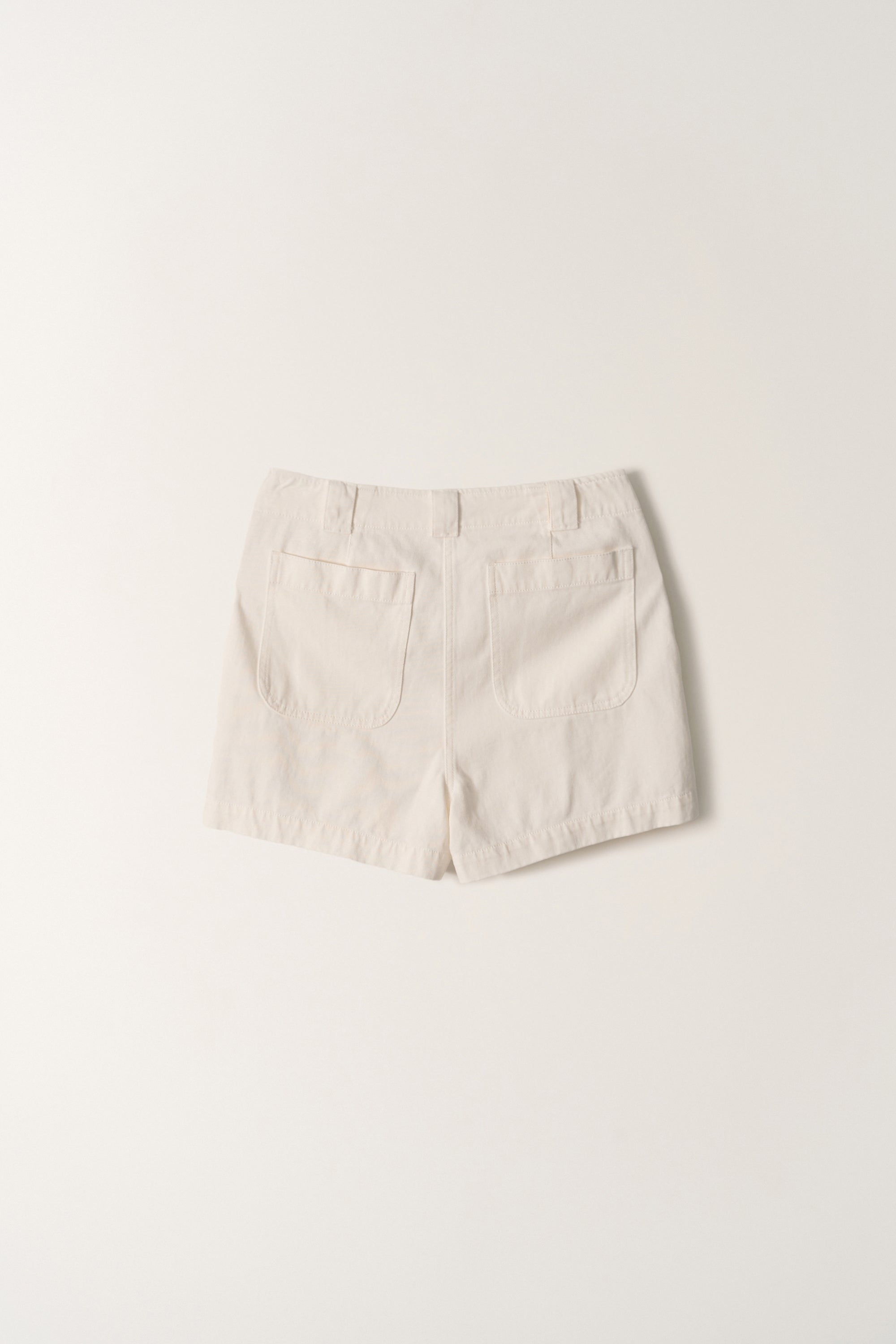 Nothing Written Washed Cotton Shorts Ivory front view