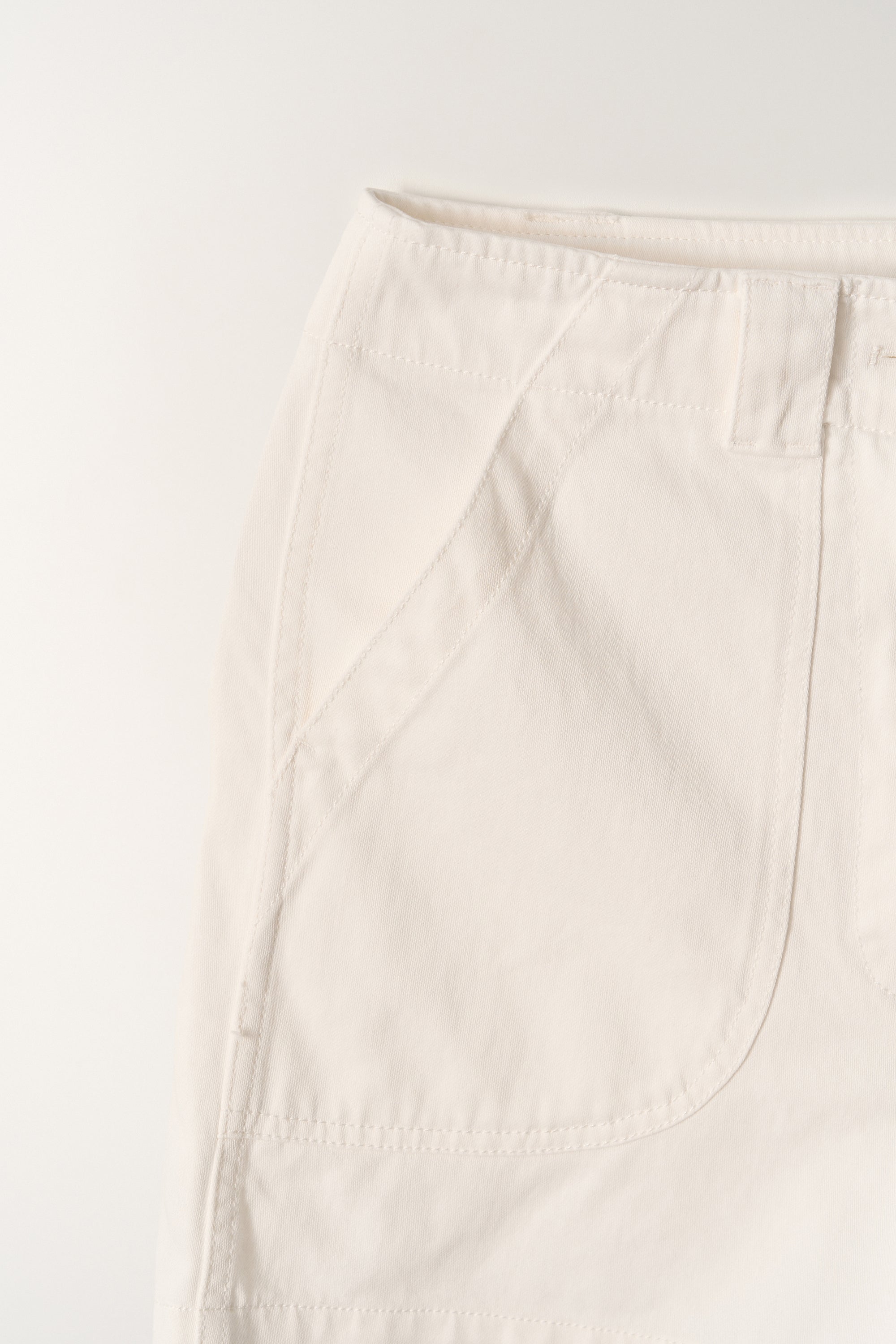 Nothing Written Washed Cotton Shorts Ivory waistband button detail