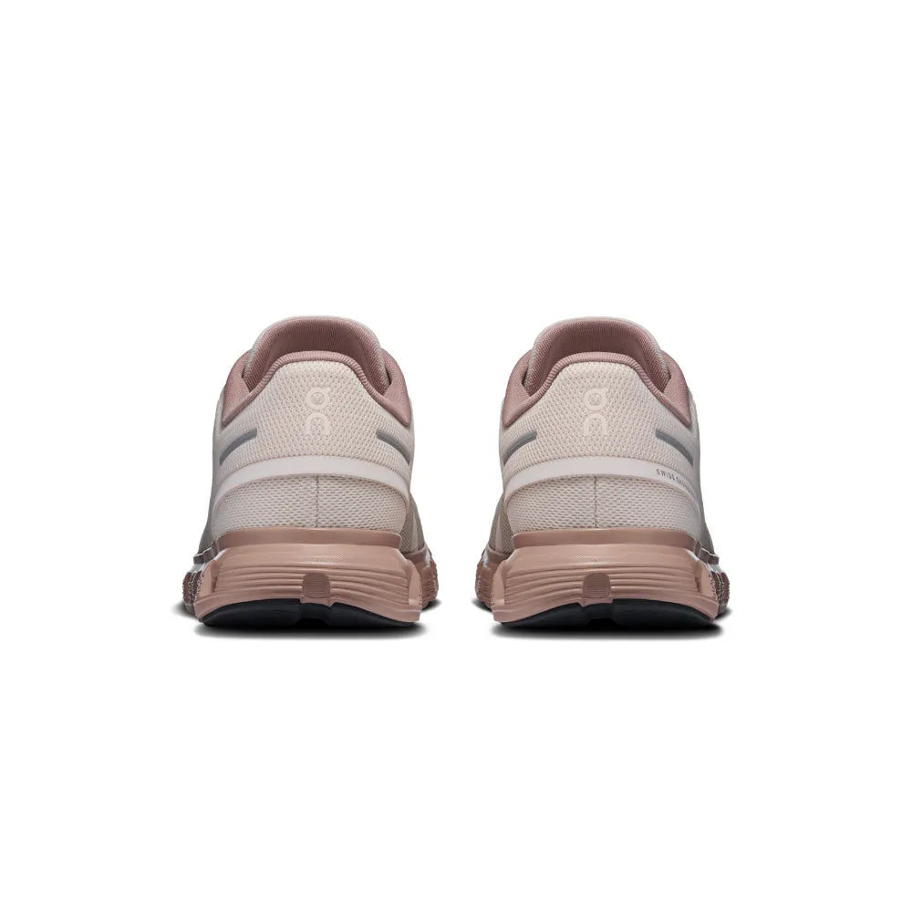 Rear view of On Cloud 6 Women's Oyster Biscuit