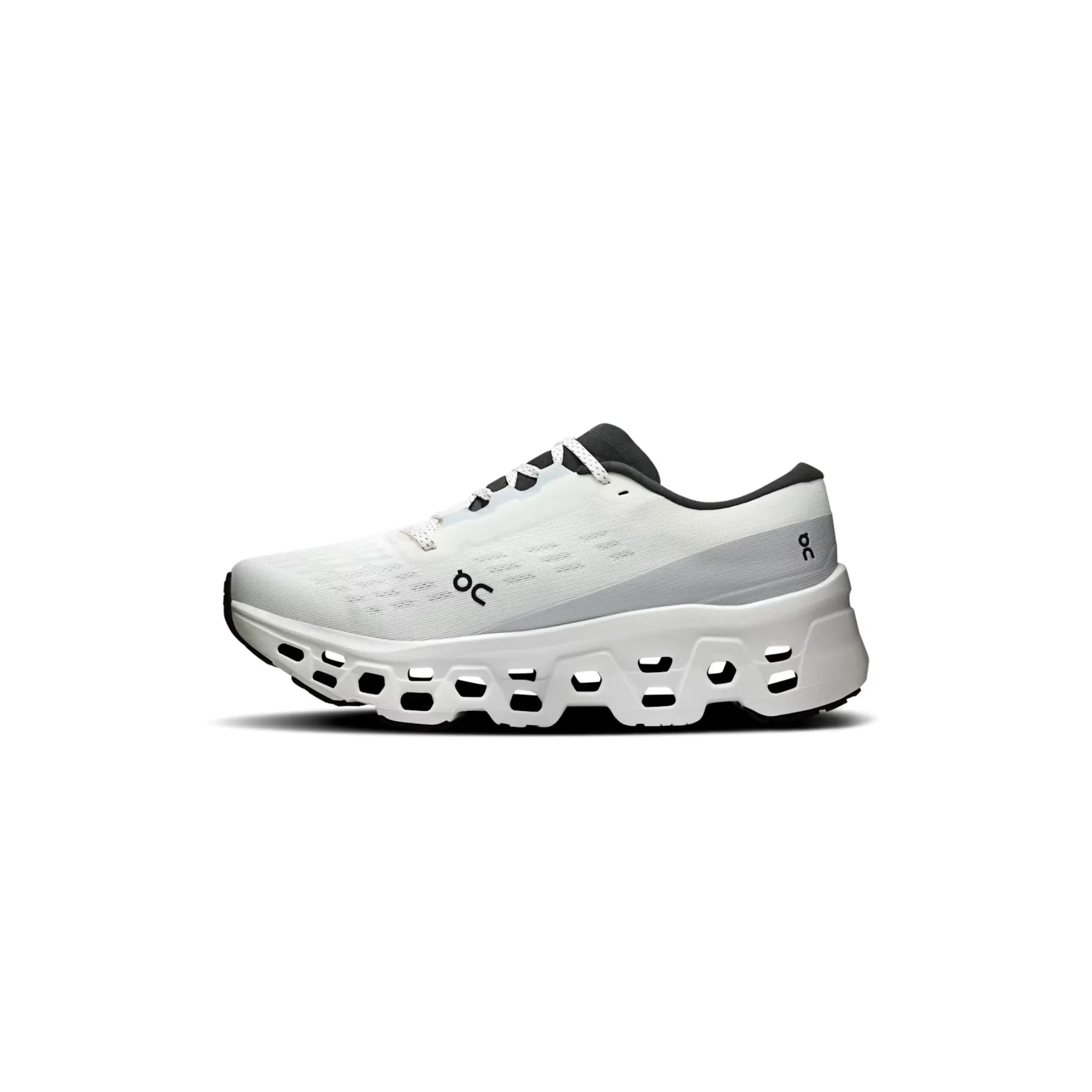 On Cloudmonster 3 White White lateral side view