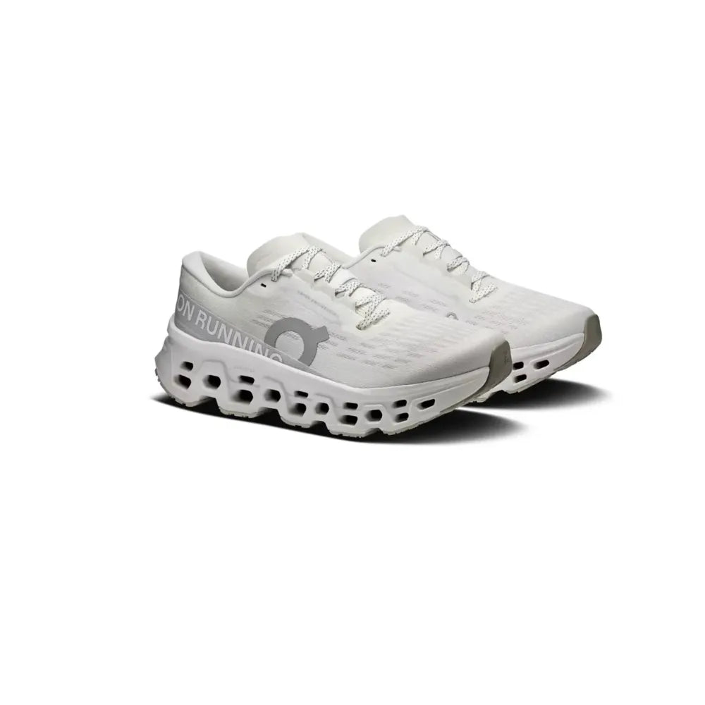 On Cloudmonster 3 White Wolf pair view