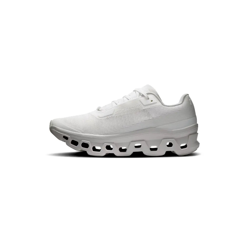 Lateral view of On Cloudmonster Void Women's in White White