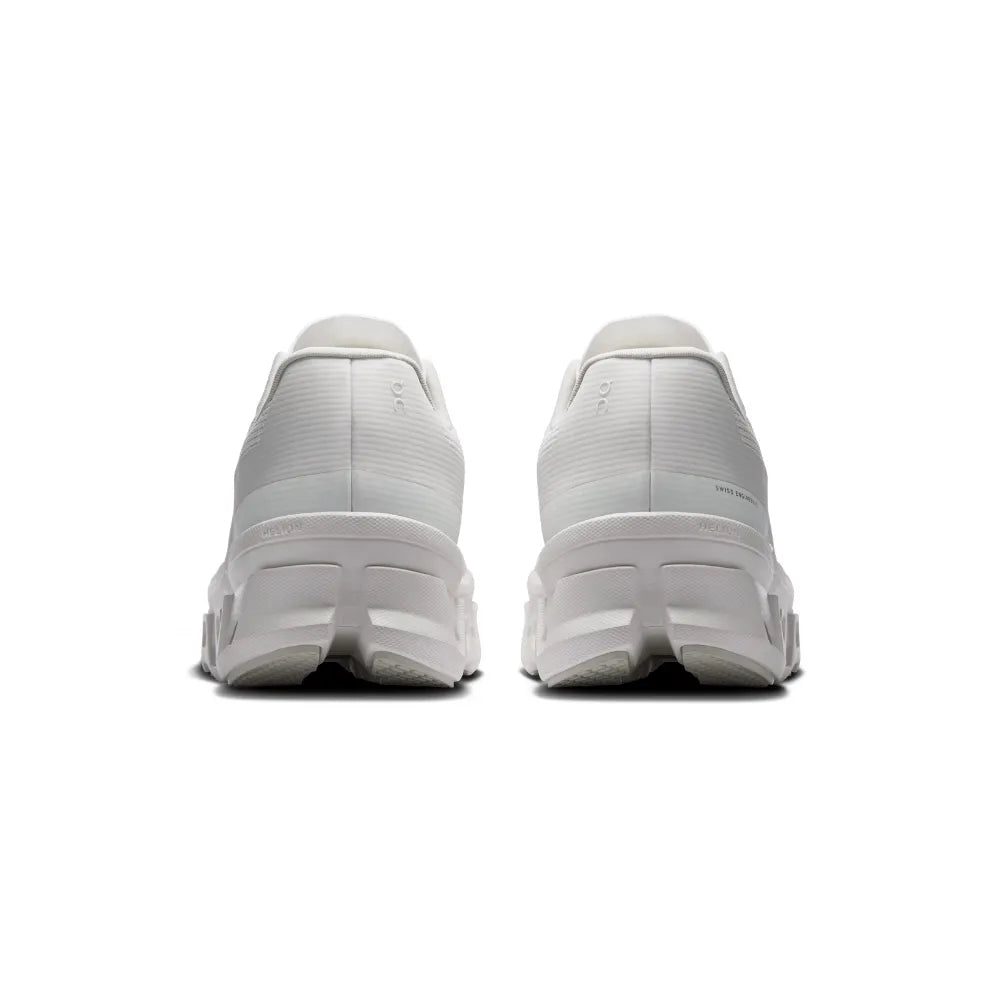 Rear view of On Cloudmonster Void Women's in White White