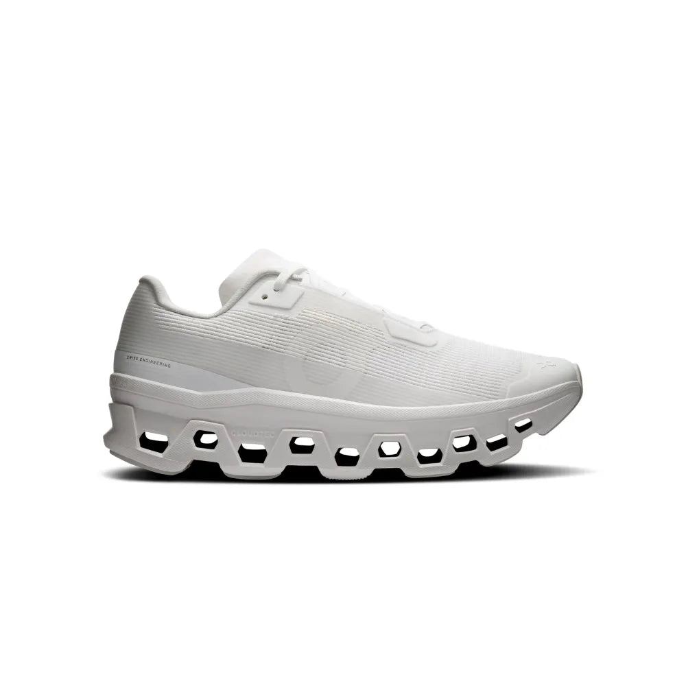 Side view of On Cloudmonster Void Women's in White White