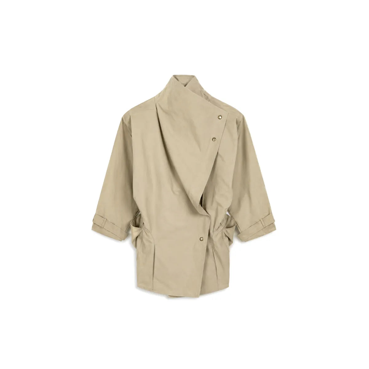 OPEN YY Drop Collar Half-Trench Jacket in Beige