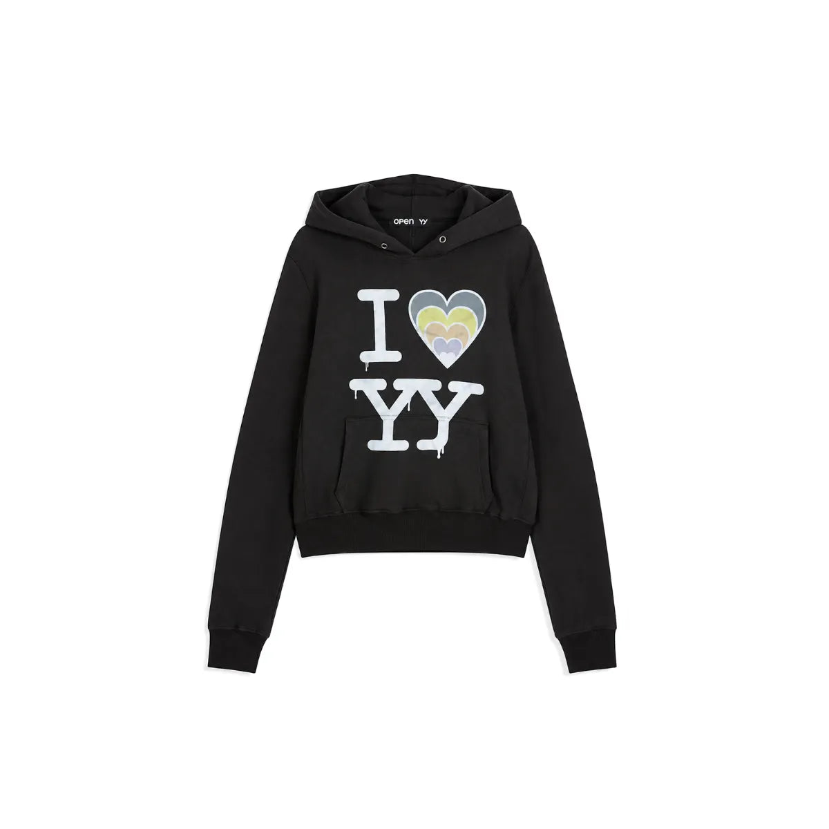 OPEN YY Knitted I Love YY Fit Hoodie in Black
