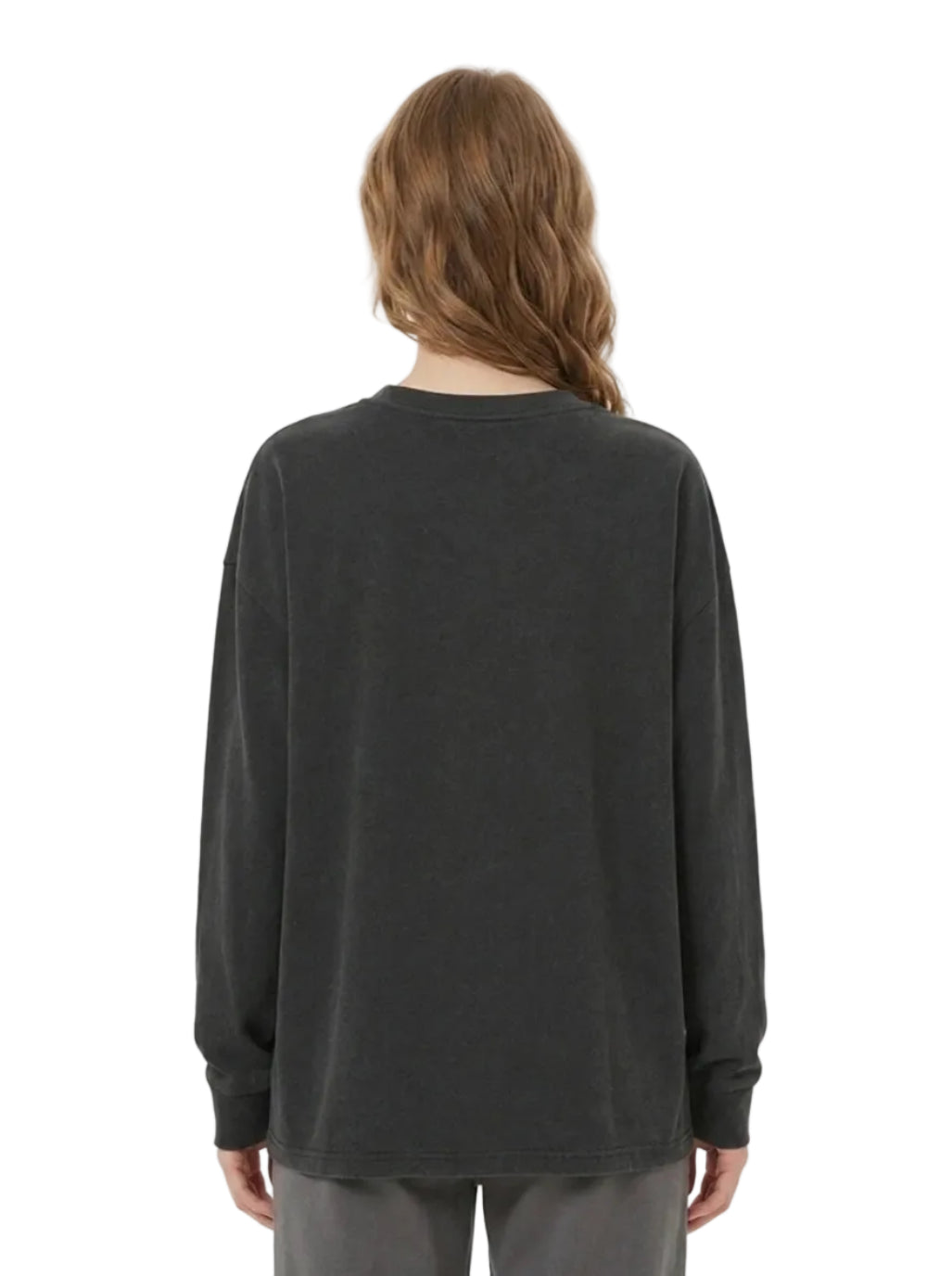 Back view of OPEN YY Knitted Pet Club Rocker Long Sleeve in Black worn