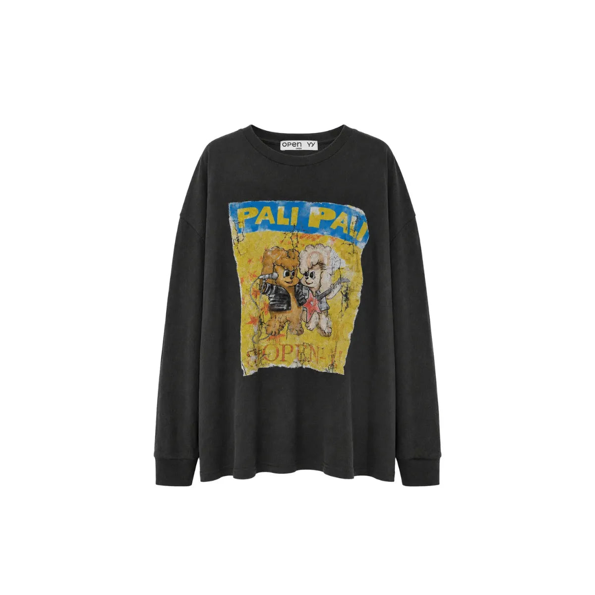OPEN YY Knitted Pet Club Rocker Long Sleeve in Black