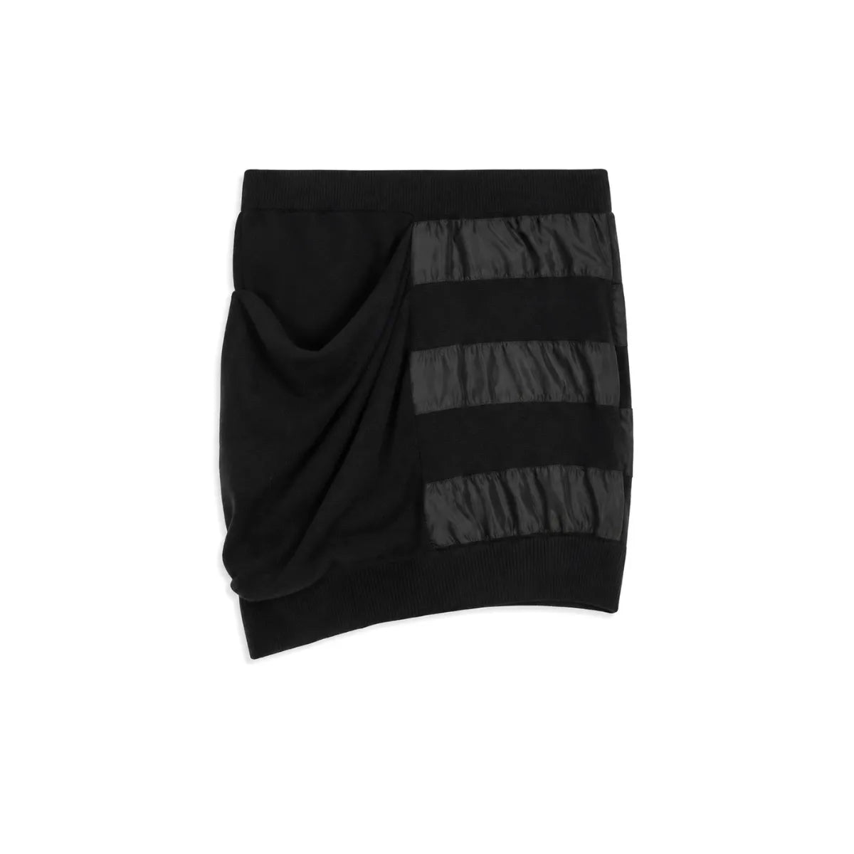 OPEN YY Knitted Slouchy Panel Skirt in Black